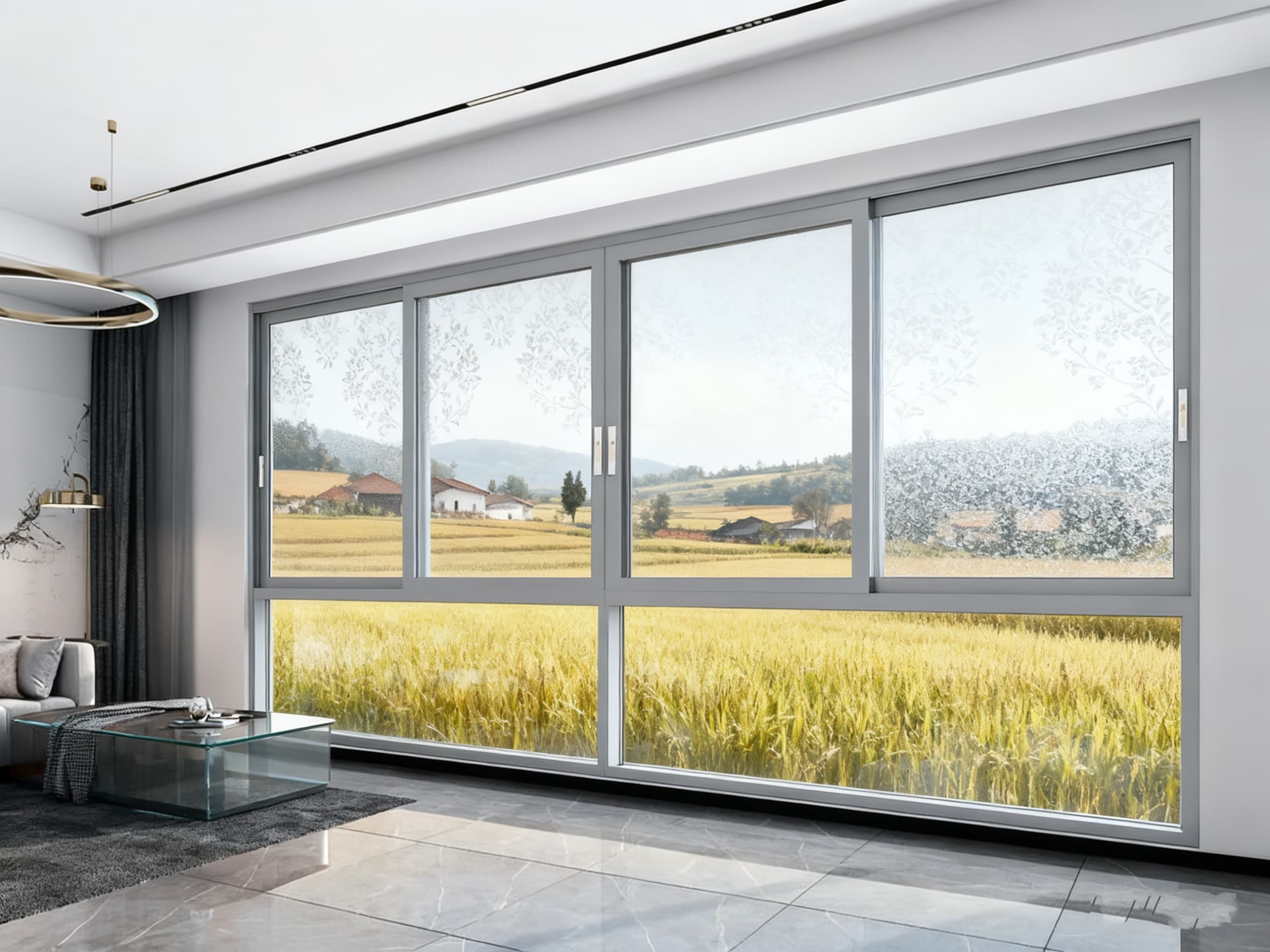 Modern Frame Triple Low-E Glass Aluminum Sliding Window for Residential Use
