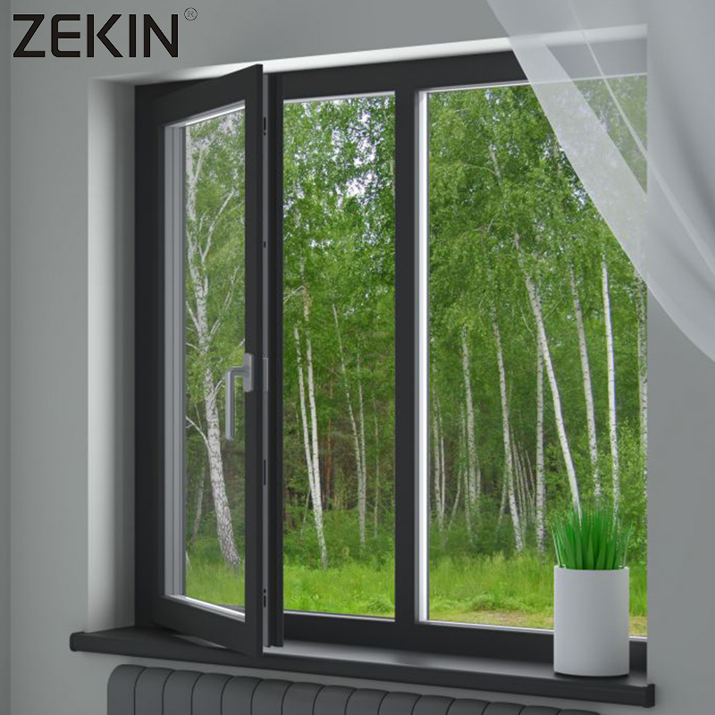 ZEKIN Windproof Waterproof Casement Aluminum Windows Multi Point Locking for High Rise Building Projects