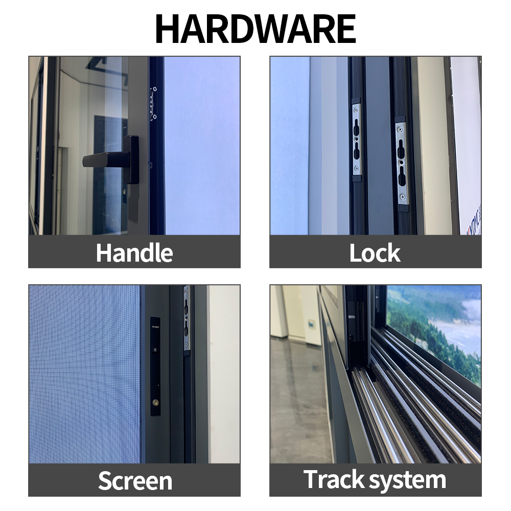 American NFRC Thermal Break Aluminum Soundproof Sliding Window Double Glazed Stainless Steel Screen Black Frame Sliding Window