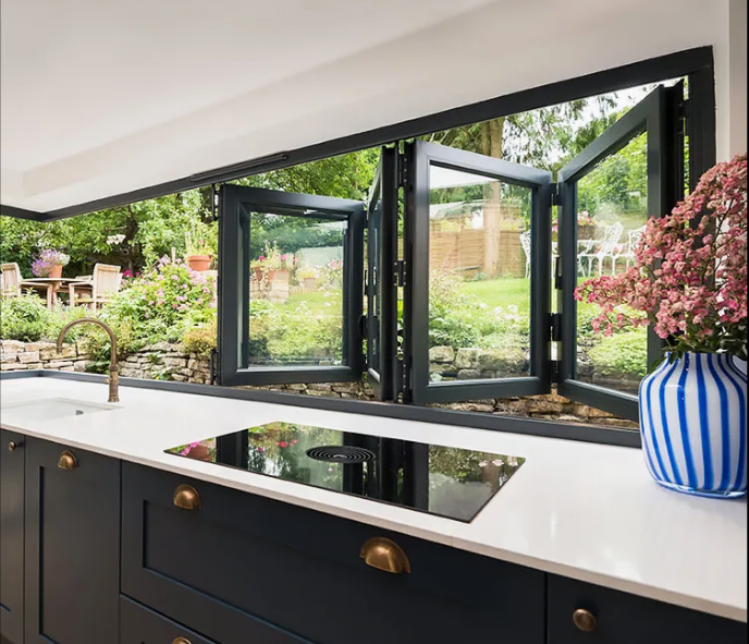 Professional Tempered Glass Foldable Windows Soundproof Aluminum Bifold Folding Windows