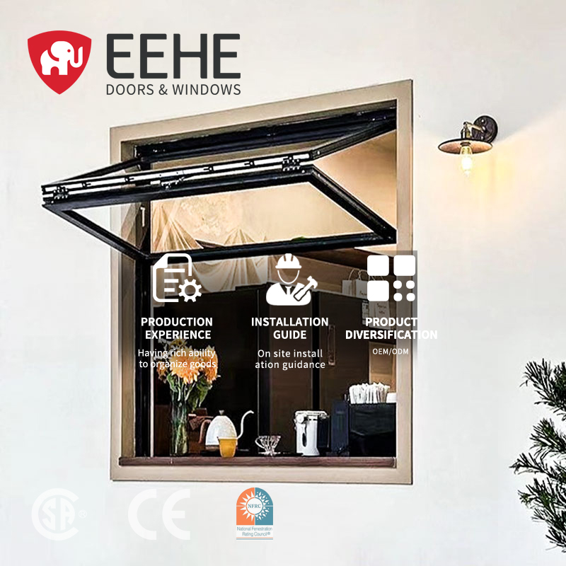 Eehe Aluminum Folding Window Powder Coated Double Tempered Glass Uv Resistant Windproof Energy Saving Residential Windows