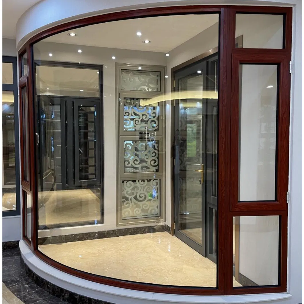 Curved doors and windows on facade