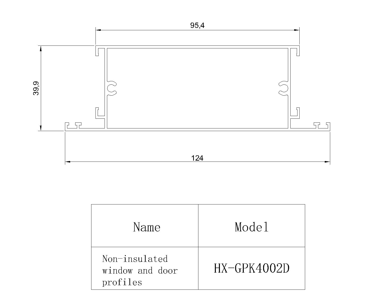 HX-GPK4002D Non-thermal break aluminum profile