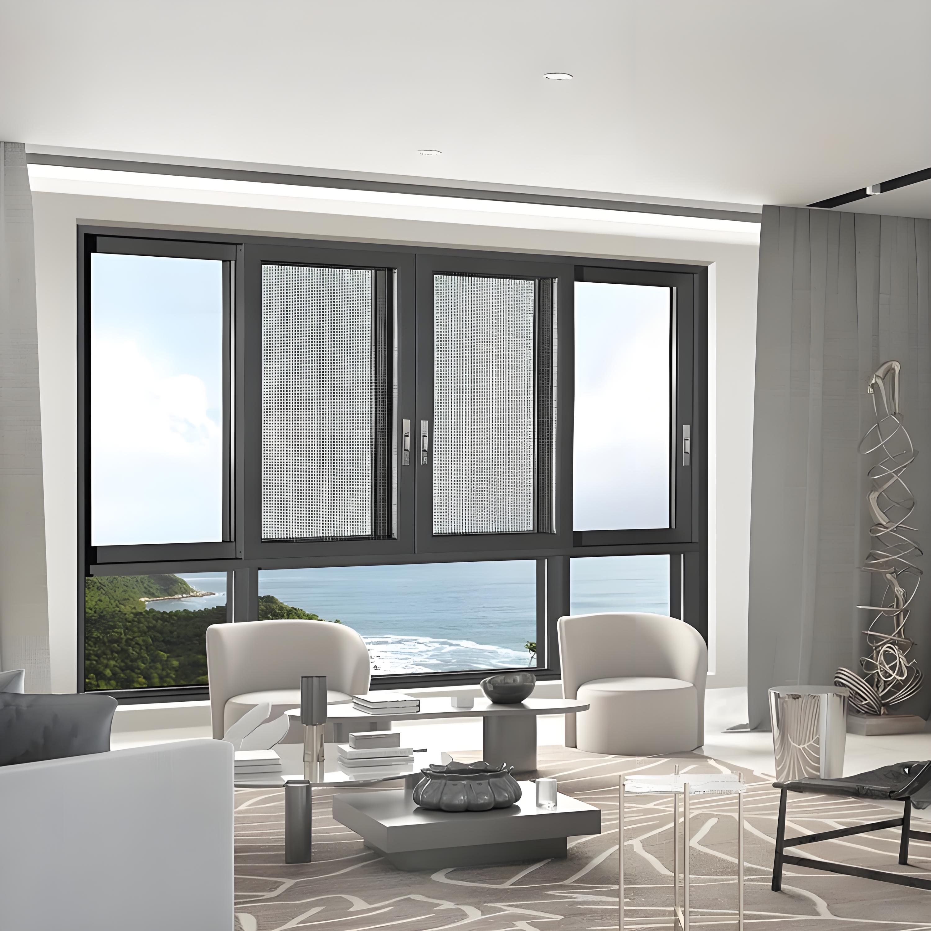 Aluminum Soundproof Window Energy Effective With All Colors Aluminum Alloy Frame