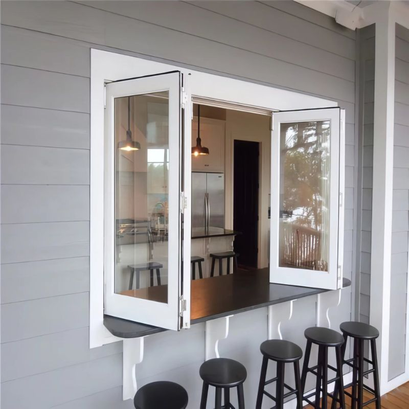 Aluminum Bifold Window - Modern Horizontal Glass Folding System with Side-Pivot Opening, Slim Profile Aluminum Alloy Frame for Residential &amp; Commercial Use
