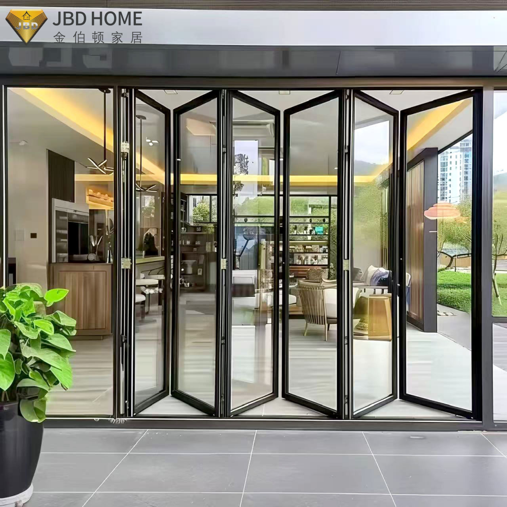 New Style AS2047 Outdoor Aluminium Double Layered Glass Bi Fold Patio Doors Soundproof Folding Glass Doors
