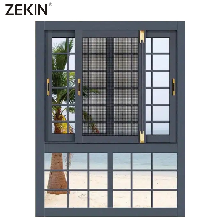 Sliding Window Hurricane Proof Custom for Engineering Project Thermal Break Aluminum Glass SDL Sliding windows with Gird