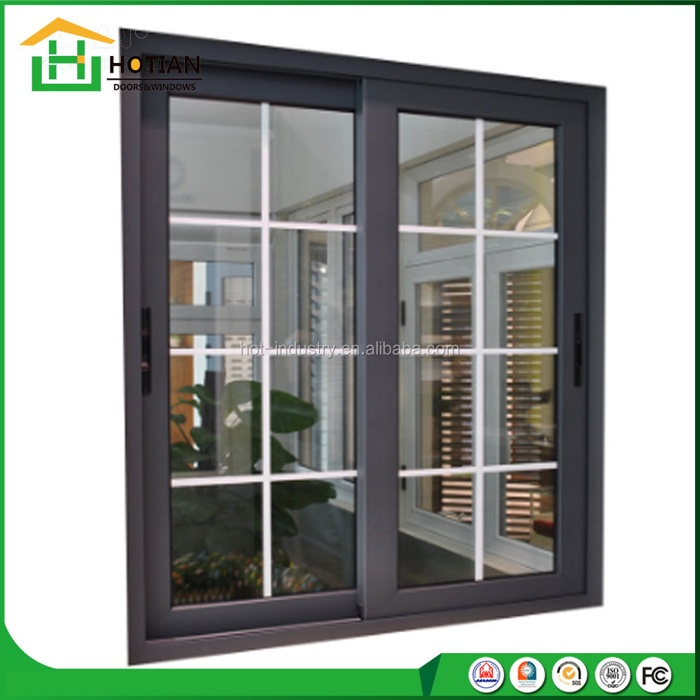 2025 Popular Wholesale Custom Soundproof Windproof Anti-theft Double Glass Grill Design Aluminium Sliding Windows