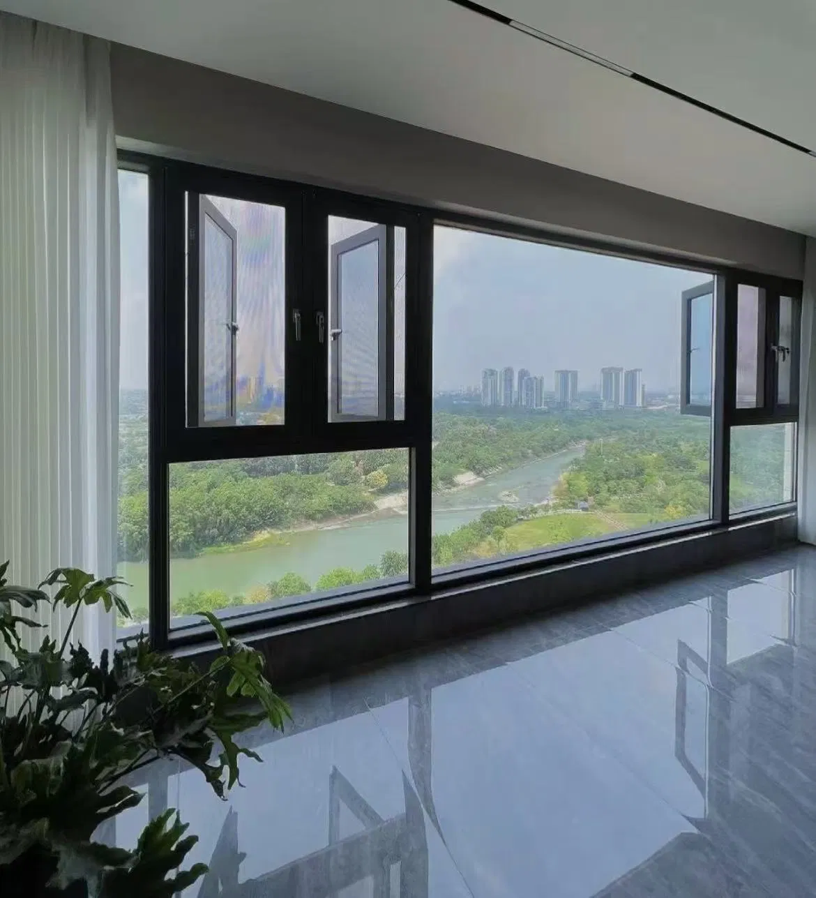 Black Grey White Frame Aluminum Outward Casement Window Modern Architectural Window