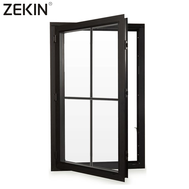 ZEKIN Windproof Waterproof Casement Aluminum Windows Multi Point Locking for High Rise Building Projects