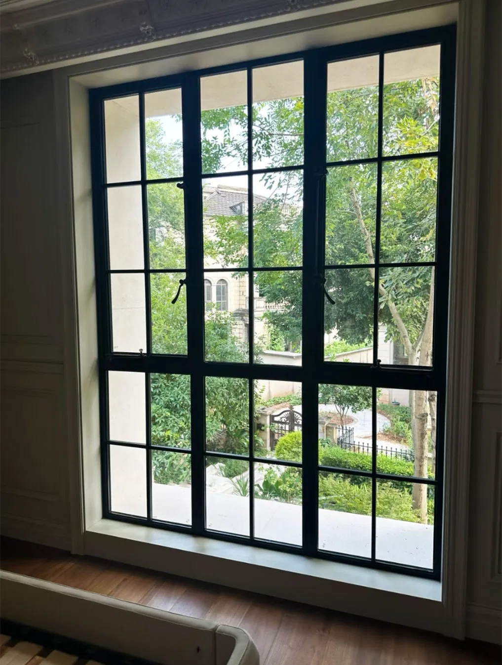 Heavy Duty Aluminum Steel-Look Casement Window with Fixed Panel
