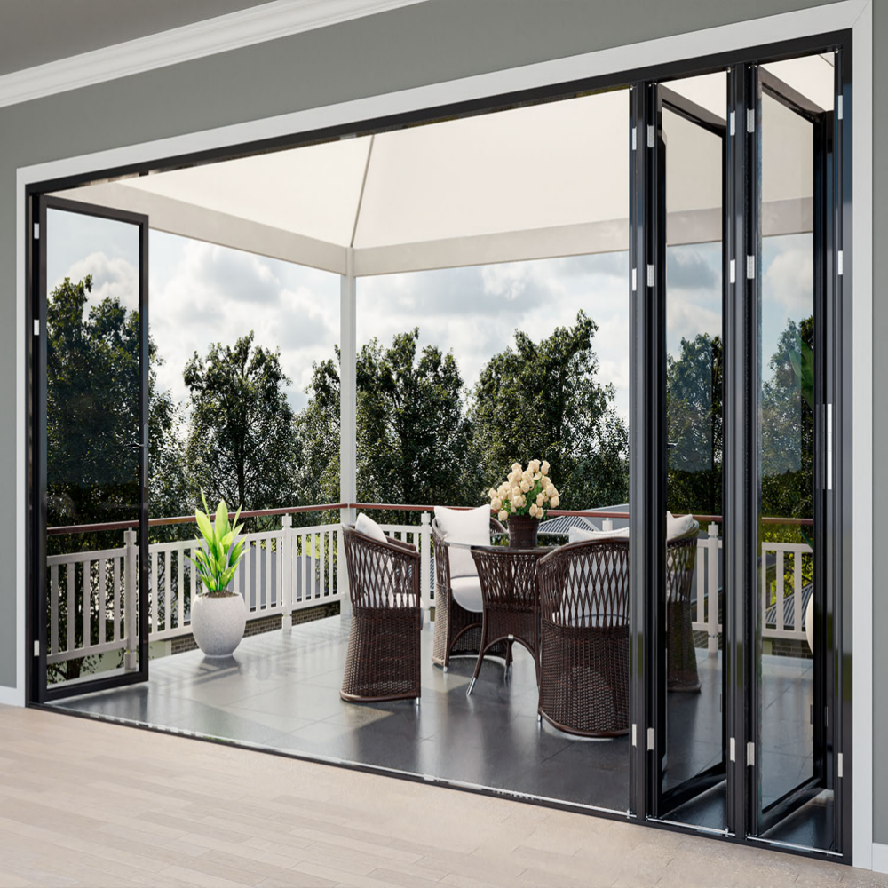 Custom Size Hurricane Resistant Folding Modern Premium Double Glass Aluminum Bi-Fold Door For Commercial House Patio