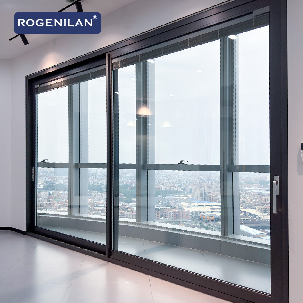 Rogenilan Patio AS2047 Aluminum Hurricane Proof Slide Doors windows Florida Double Glazed Lifting Sliding Glass Door