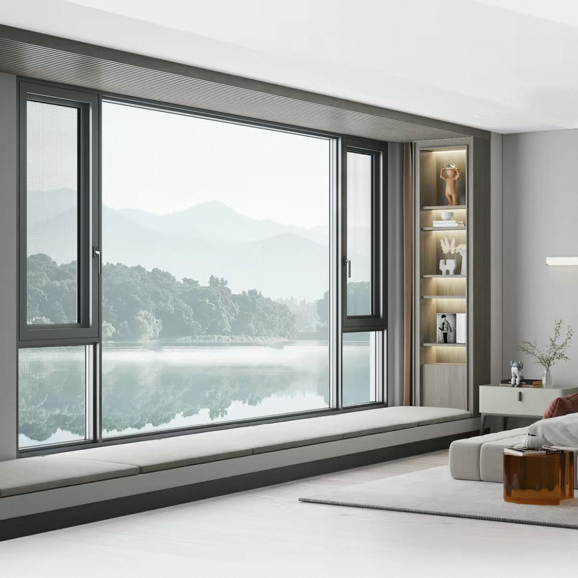 High Quality Thermal Break Aluminum Fixed Windows Modern Windproof for High Rise Apartment and Bathroom Use