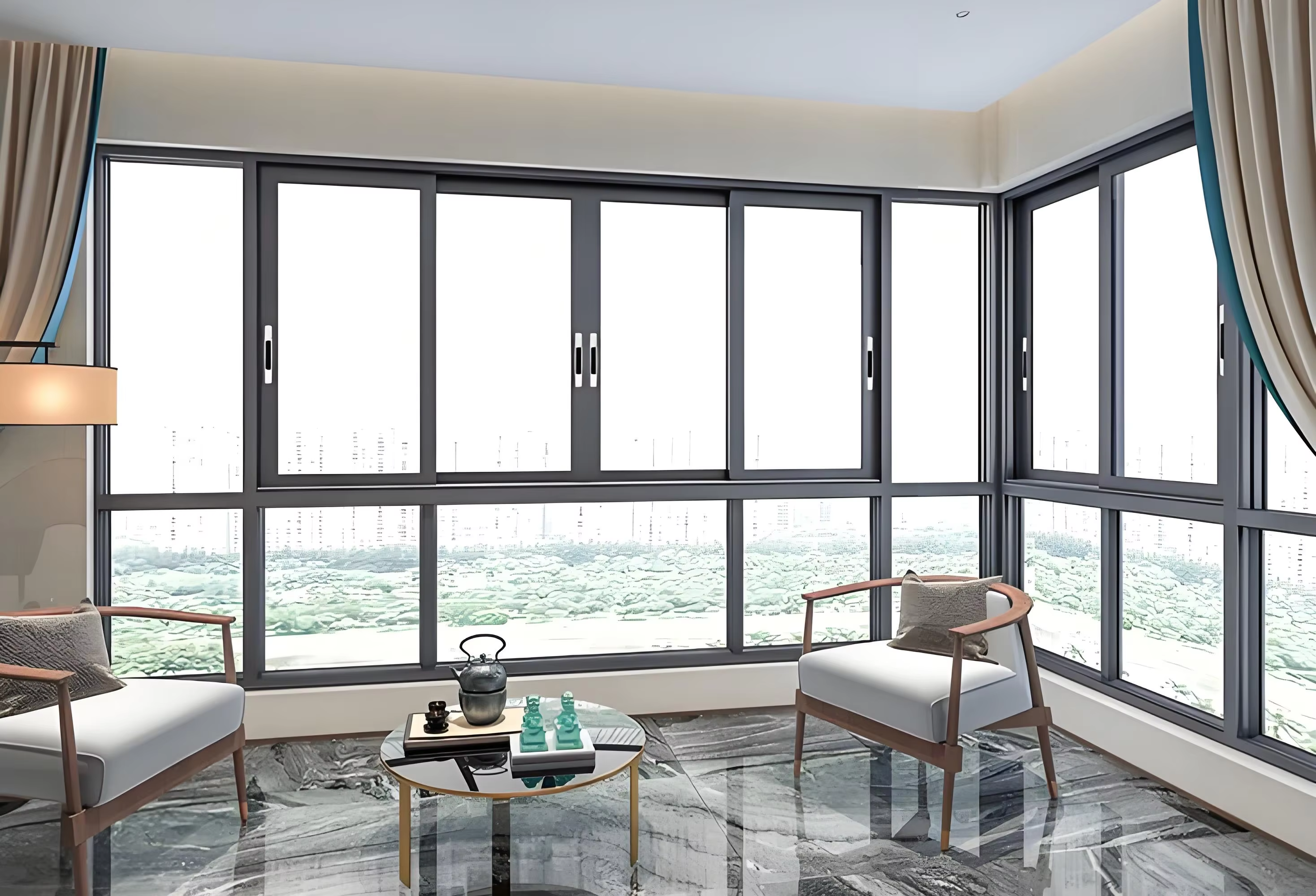 Waterproof Double Glass Glazed Alloy Aluminium Sliding Window with Mesh for Balcony