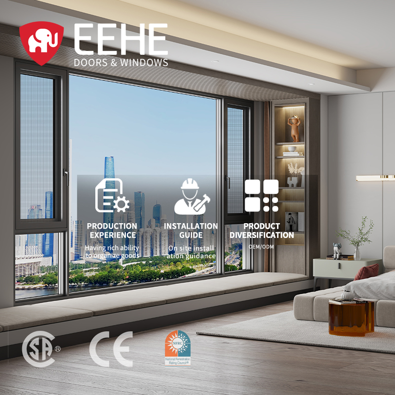 Eehe Energy-Saving Waterproof Double-Glazed Tilt-and-Turn Window Series 101 24 X 60 Aluminium Casement Window with Advanced Soundproofing and CSA Certification