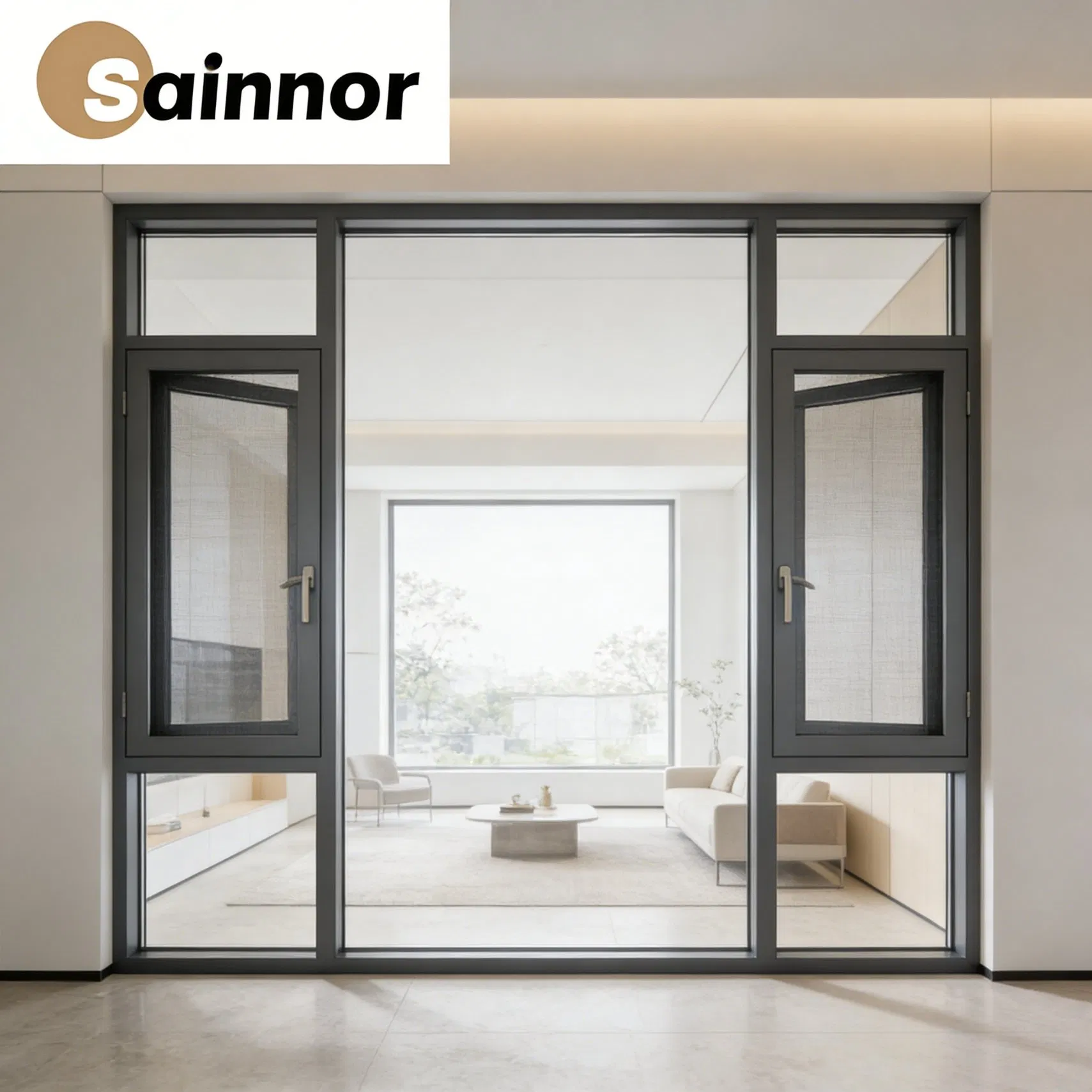 OEM High Quality Hurricane-Resistant Impact Anti-Theft Thermal Break Aluminum Alloy Frame Casement Windows with Double Glass for House