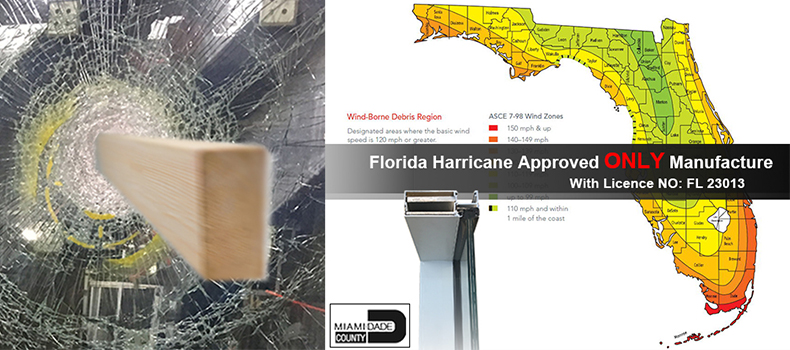 Aluminium Casement Impact Windows Florida Miami-Dade Hurricane Approved