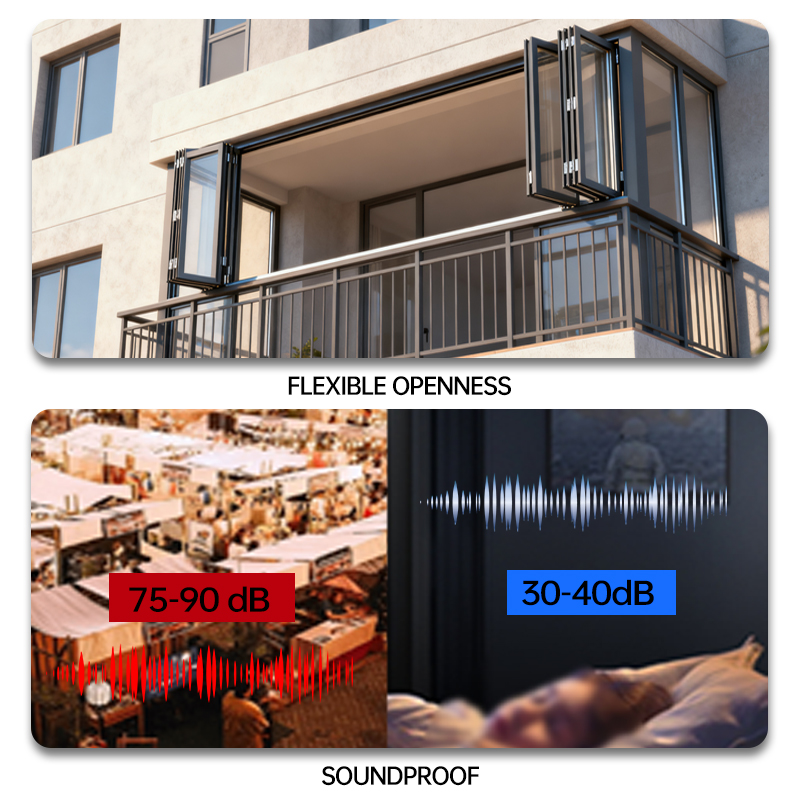 Eehe Aluminum Folding Window Powder Coated Double Tempered Glass Uv Resistant Windproof Energy Saving Residential Windows