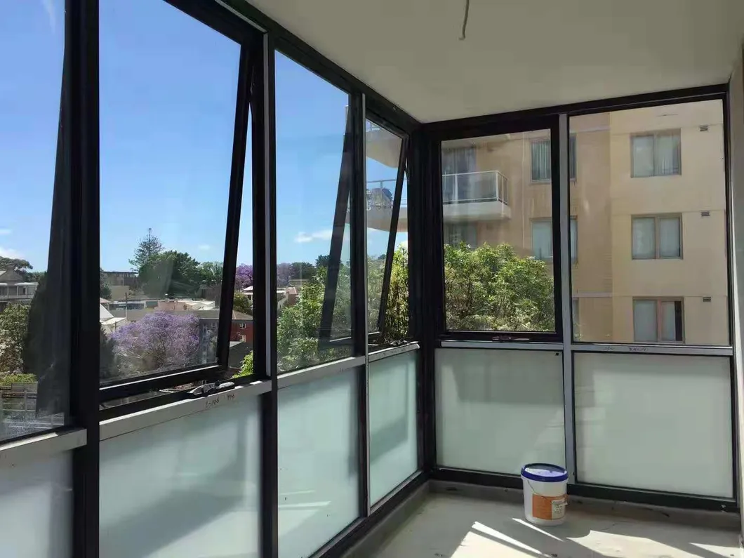 Thermal Insulated Black Sliding Glazed Soundproof Awning Aluminium Window for House