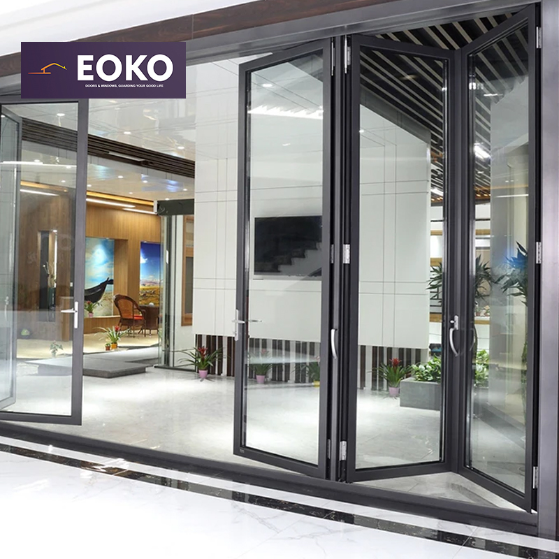 EOKO Exterior Aluminum Glass Folding Door Sound Insulation Bi-Fold Doors