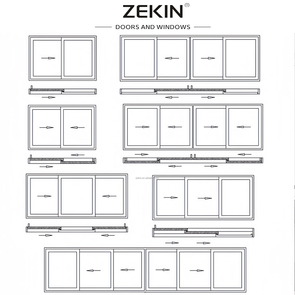 Customized Aluminum Sliding Windows Energy Efficient NFRC AS2047 Tempered Glass Hurricane Certification Aluminum Sliding Window