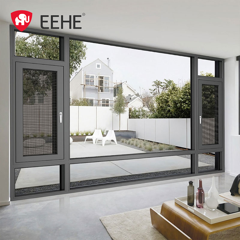 Eehe Energy-Saving Waterproof Double-Glazed Tilt-and-Turn Window Series 101 24 X 60 Aluminium Casement Window with Advanced Soundproofing and CSA Certification
