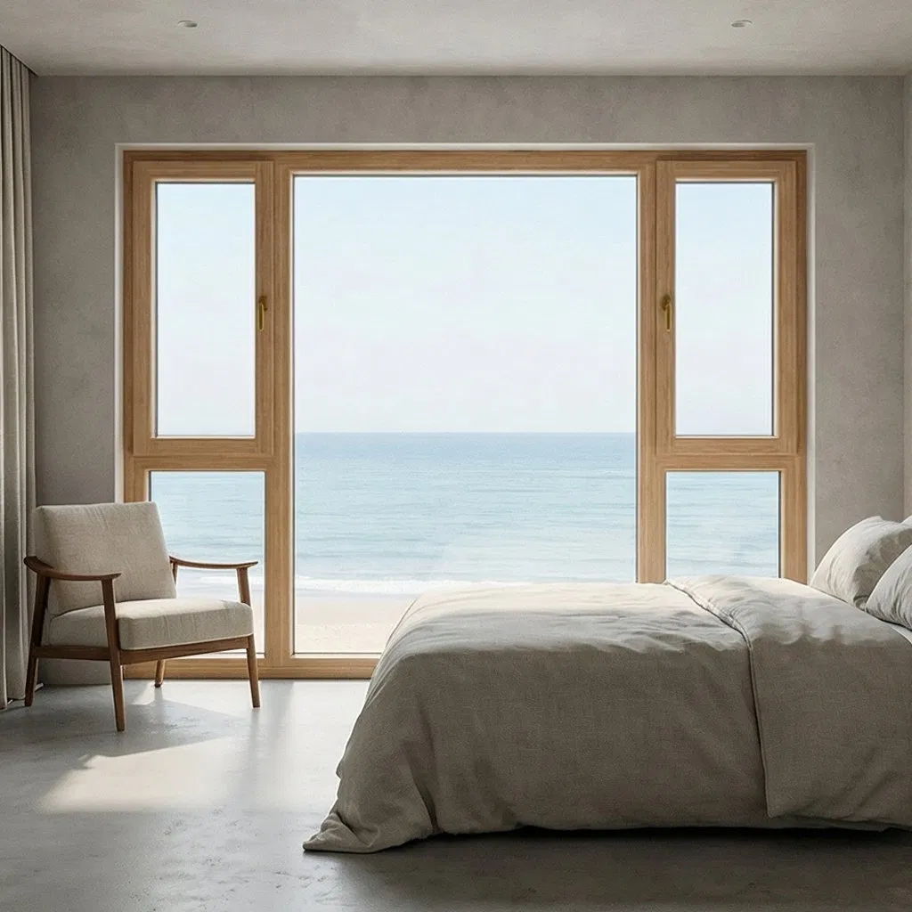 Hurricane-Resistant Impact Thermal Break Aluminum Wood Casement Glass Window for House