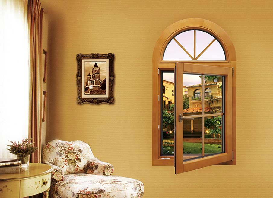 Aluminum Clad Wood Windows and Doors Energy Efficient Double Glazed Home Windows