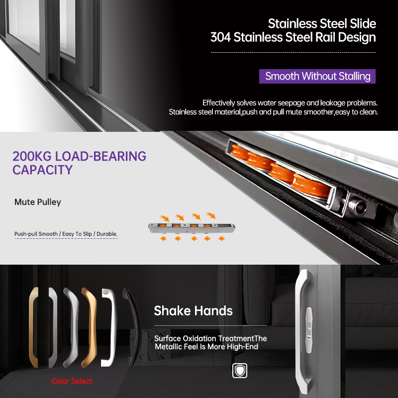 EOKO Architectural Residential Storefront Commercial Thermal Break Aluminum Glass Sliding Doors For Villa Hotel Hospital