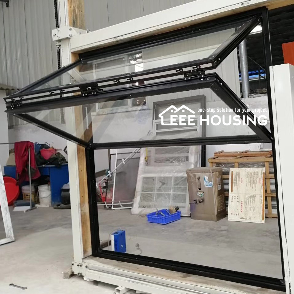 Factory Direct Supply Commercial Bi-Fold Kitchen Bar Pass Through Fold up Windows Balcony Accordion Glass Aluminum Vertical Folding Window for Cafe Shop
