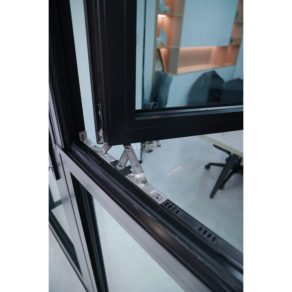 AMJ Soundproof Double Glazed Insulated Glass Casement Windows Design High Impact Energy Efficiency Aluminum Window