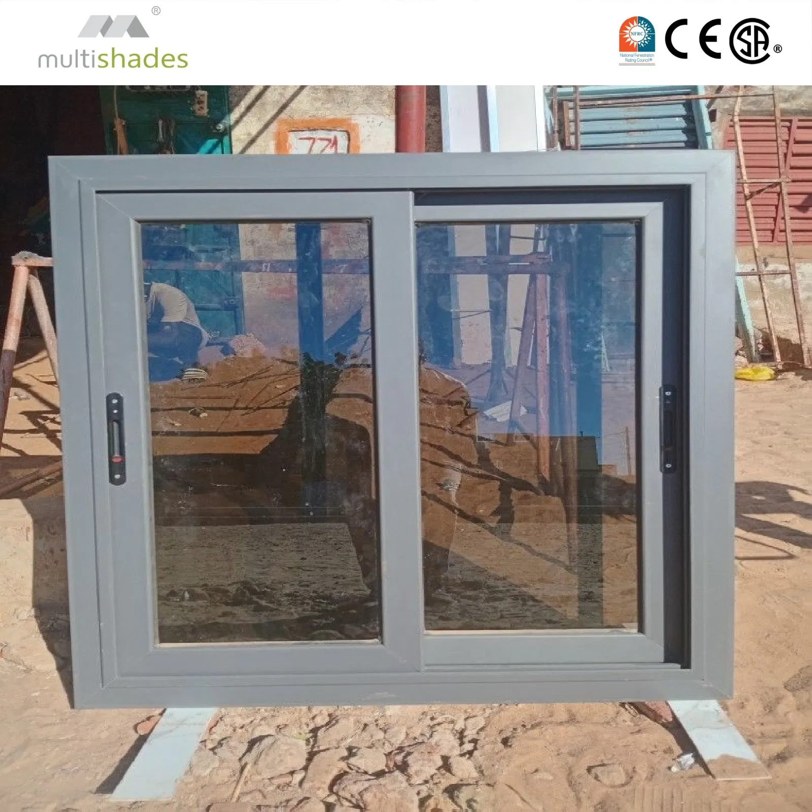 Multishades Drift Aluminum Window Double Glazed Sliding Horizontal Opening Sliding Metal Window for Wind Resistance with Top Brand Hardware
