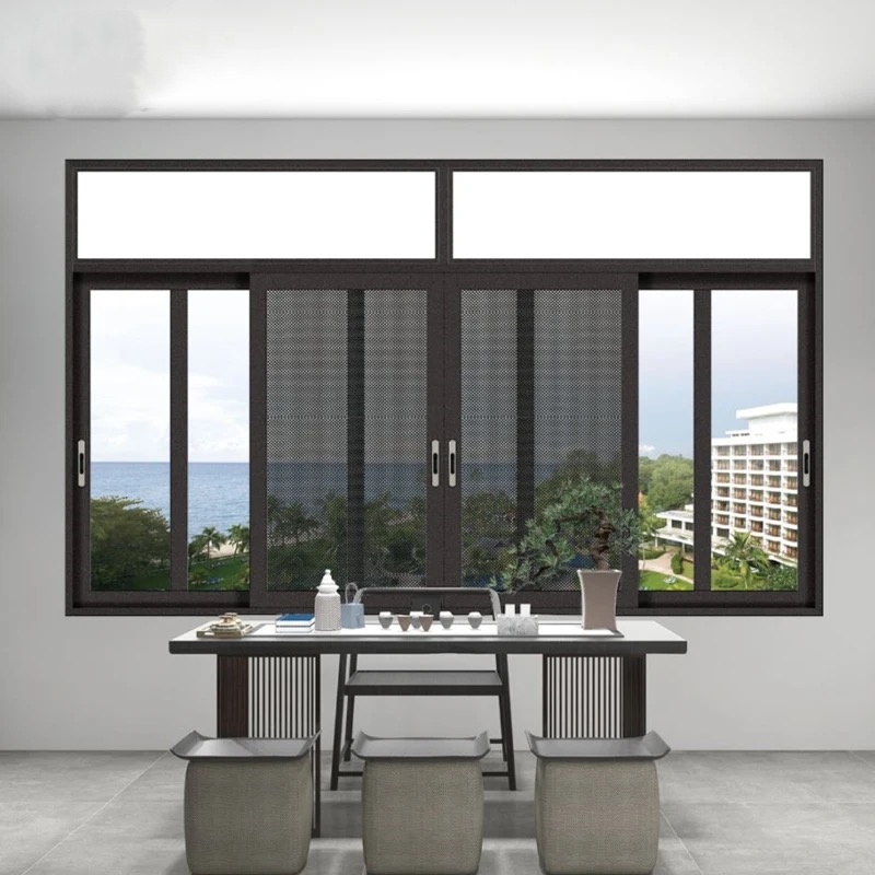 NFRC/AS2047 Certified Hurricane-Proof Aluminium Impact Glass Sliding Windows For Villa Hotel Exterior Aluminum Alloy Hanging