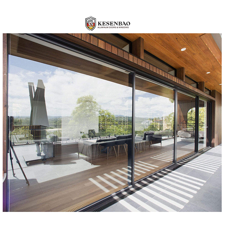Wind Resistant Double Glazed Thermal Break Balcony Glass Patio Aluminum Sliding Doors For Houses