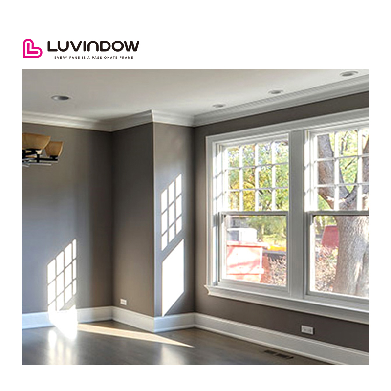 Double Hung Vertical Sliding with Grills Design White Thermal Break Aluminum Windows