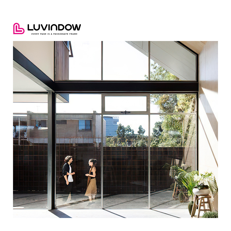 Luvindow Villa Aluminum Storefront Glass Wall Slim Profile Double Glazed Curtain Wall Window System for High Rise Building
