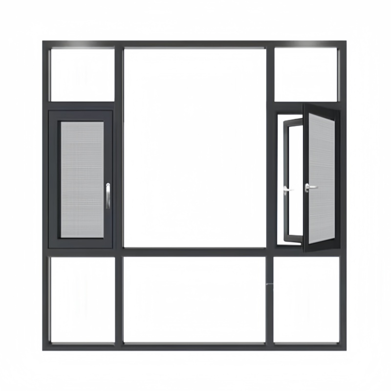 Heavy Duty Aluminum Casement Window Double Glazed Thermal Insulated for High Rise Building Project Supplier
