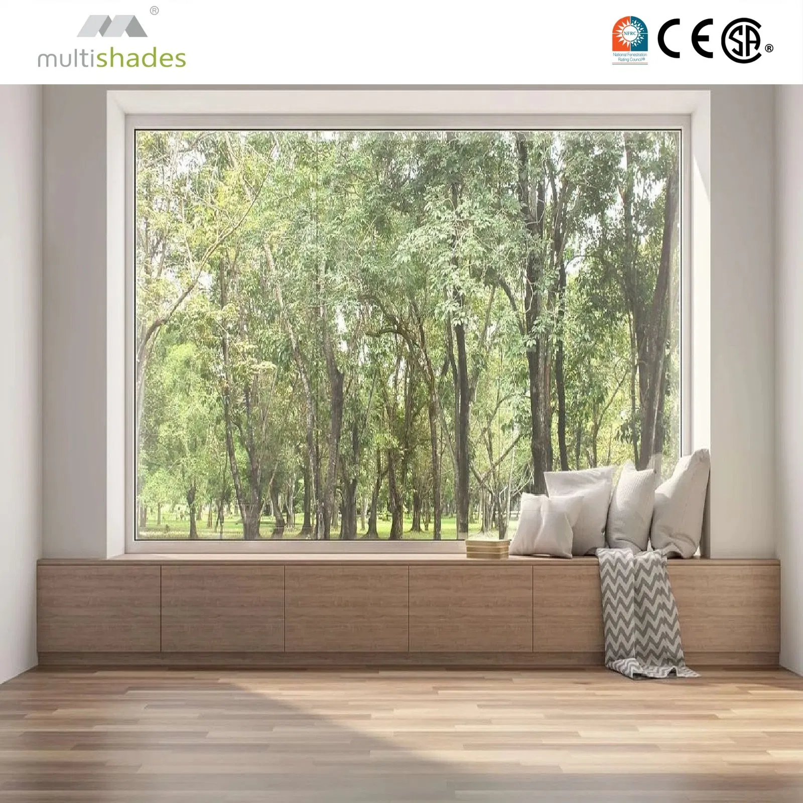 Modern Villa Picture Window Fixed Window with Slim Frame Better Ventilation Than Sliding Window Aluminium Window