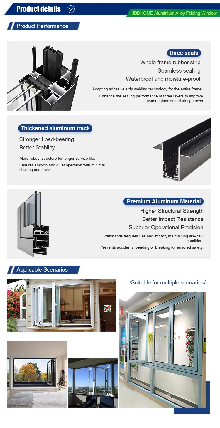 Aluminium Hurricane-Resistant Vertical Bifold Windows for Enhanced Durability