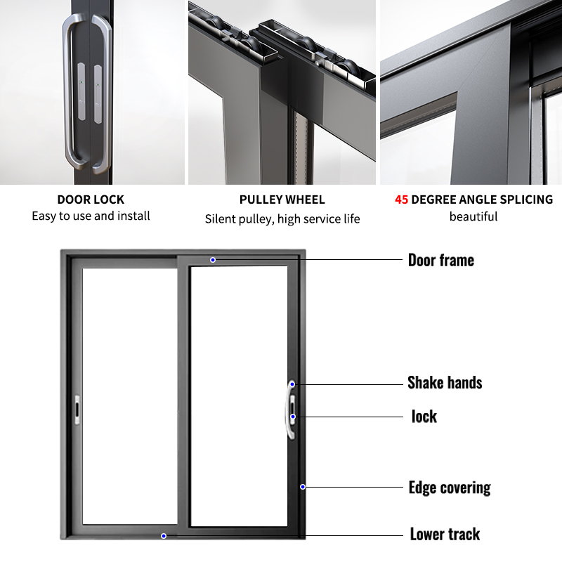 EOKO Architectural Residential Storefront Commercial Thermal Break Aluminum Glass Sliding Doors For Villa Hotel Hospital