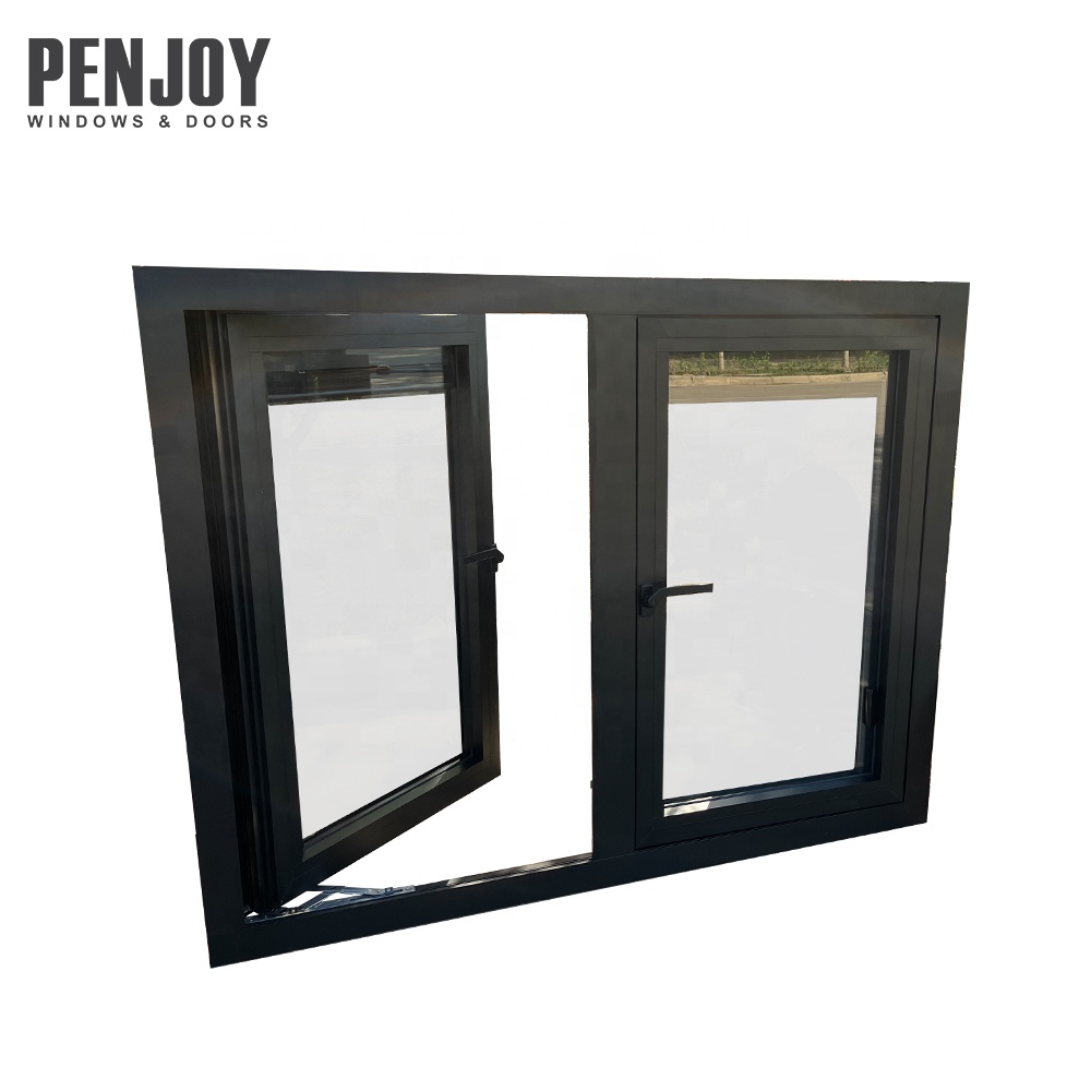 Penjoy Modern Aluminum Casement Windows Tempered Glass Triple Glazed Fiberglass Screen Swing Horizontal for Exterior Outdoor Use