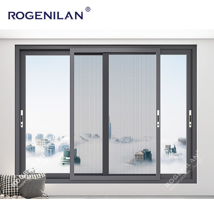 Rogenilan 2025 Trending Aluminum Glass Sliding Window with Shutters Philippines Security Vitre Slide windows
