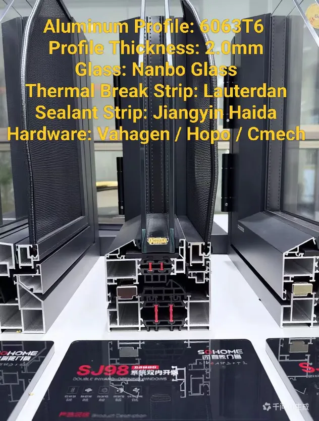 Aluminum Casement Window with Energy-Efficient Double Glazing and UV Protection