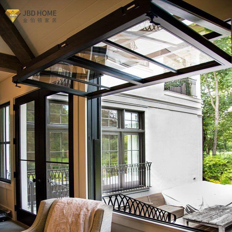 Residential Tempered Glass Horizontal Folding Window Aluminum Frame Double Glazed Foldable