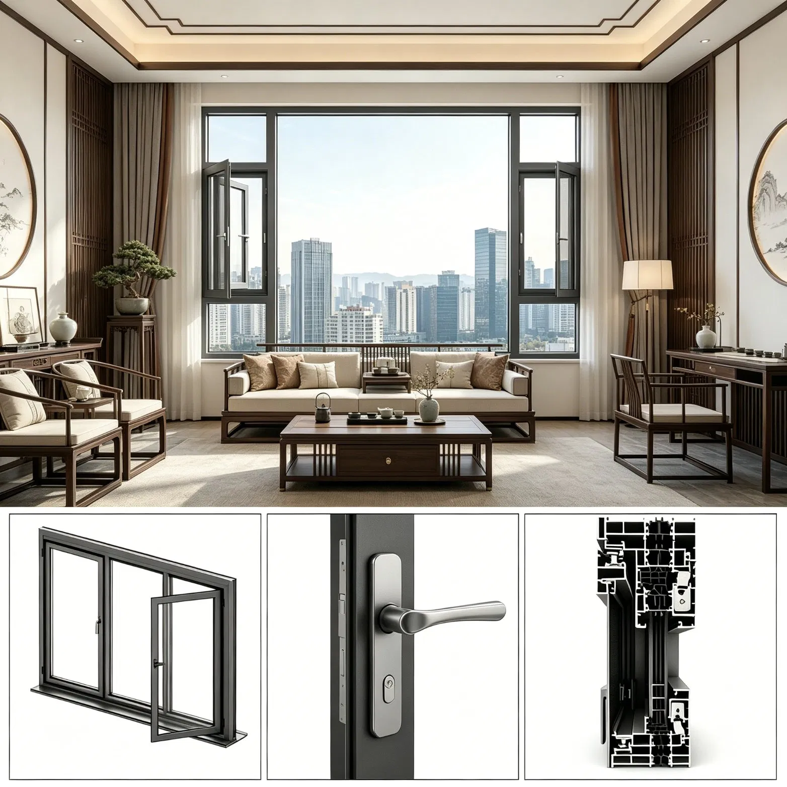 Factory Direct Commercial Aluminium Double Glazed Thermal Break Soundproof Energy Efficient Architectural Building Durable Office Casement Window