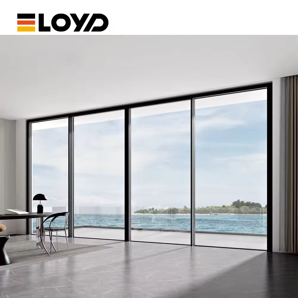 Modern Aluminum Alloy Frame Oversized 3 Pane Double Glazed Tempered Soundproof Ultra Slimline Anti-Theft CE Sliding Doors