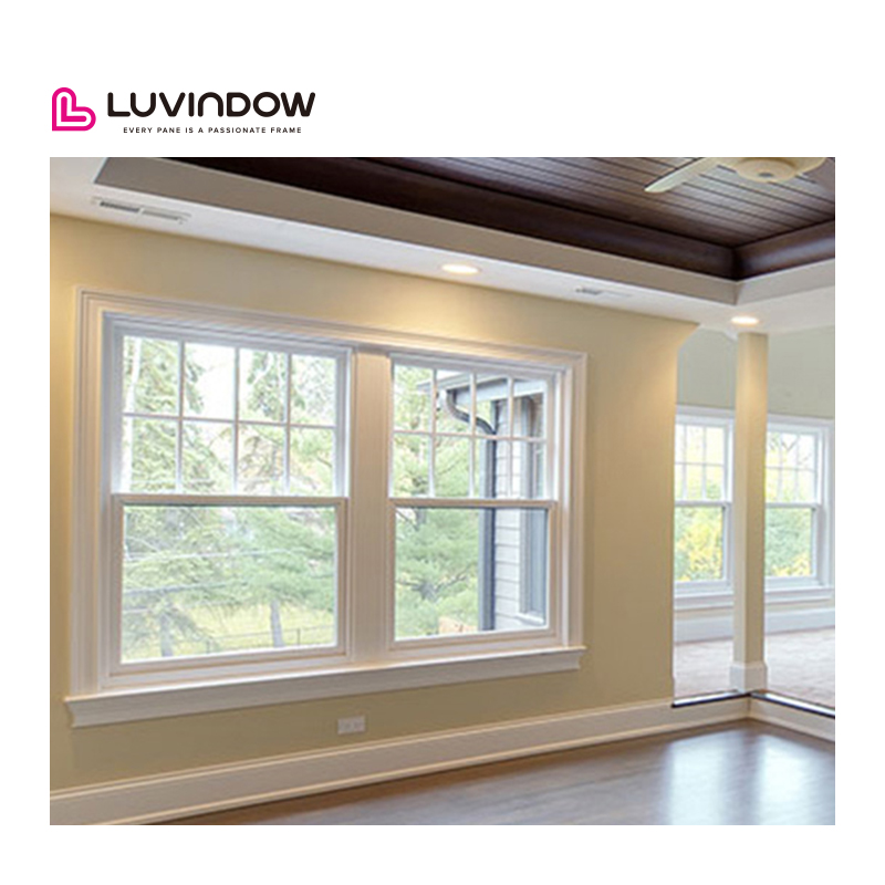 Double Hung Vertical Sliding with Grills Design White Thermal Break Aluminum Windows