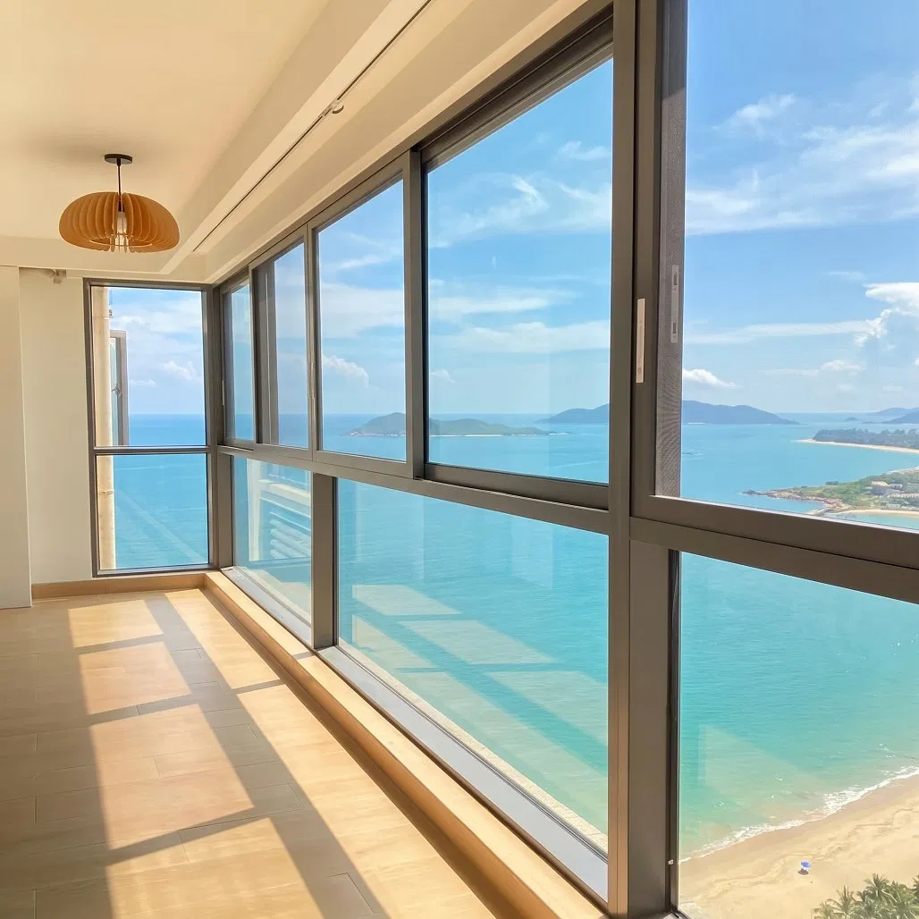 Factory Price Customized Residential Double Pane Weather Sealed Large View Windproof and Rainproof Premium Air Conditioner Aluminium Sliding Window