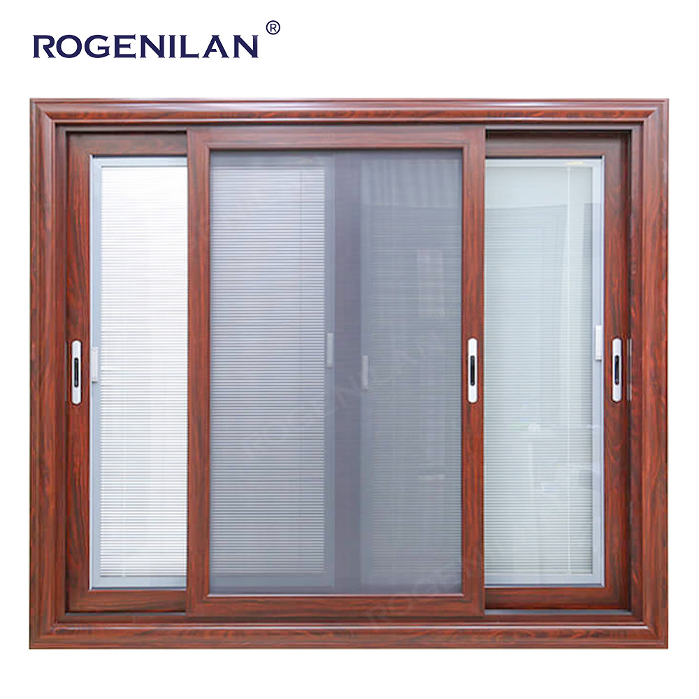 Rogenilan 2025 Trending Aluminum Glass Sliding Window with Shutters Philippines Security Vitre Slide windows